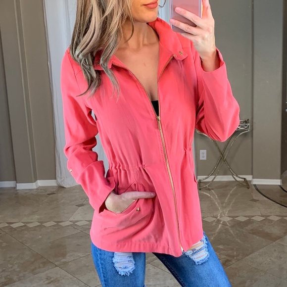 Zara Jackets & Blazers - Zara Bright Neon Pink Coral Utility Jacket